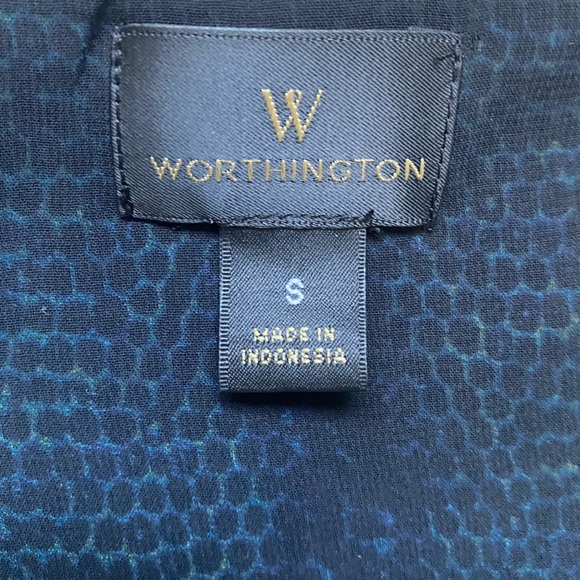 Worthington Blue Green Snakeskin Print Handkerchief Hem Sleeveless Tank Blouse S - Picture 11 of 14